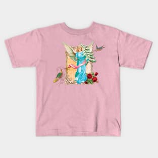 Angel with Wings Roses Birds Kids T-Shirt